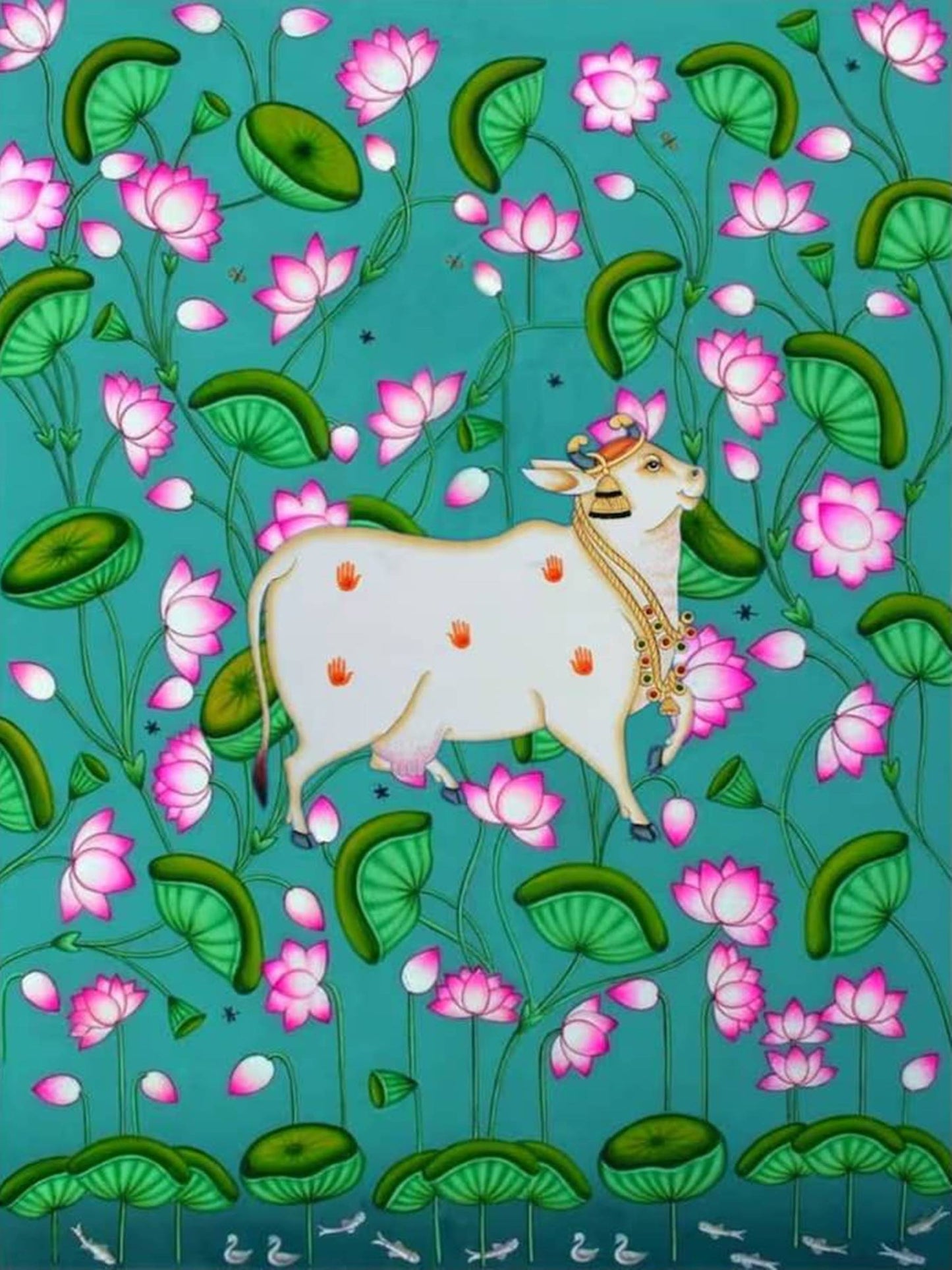 Cow Pichwai Painting | Large Traditional Indian Wall Art