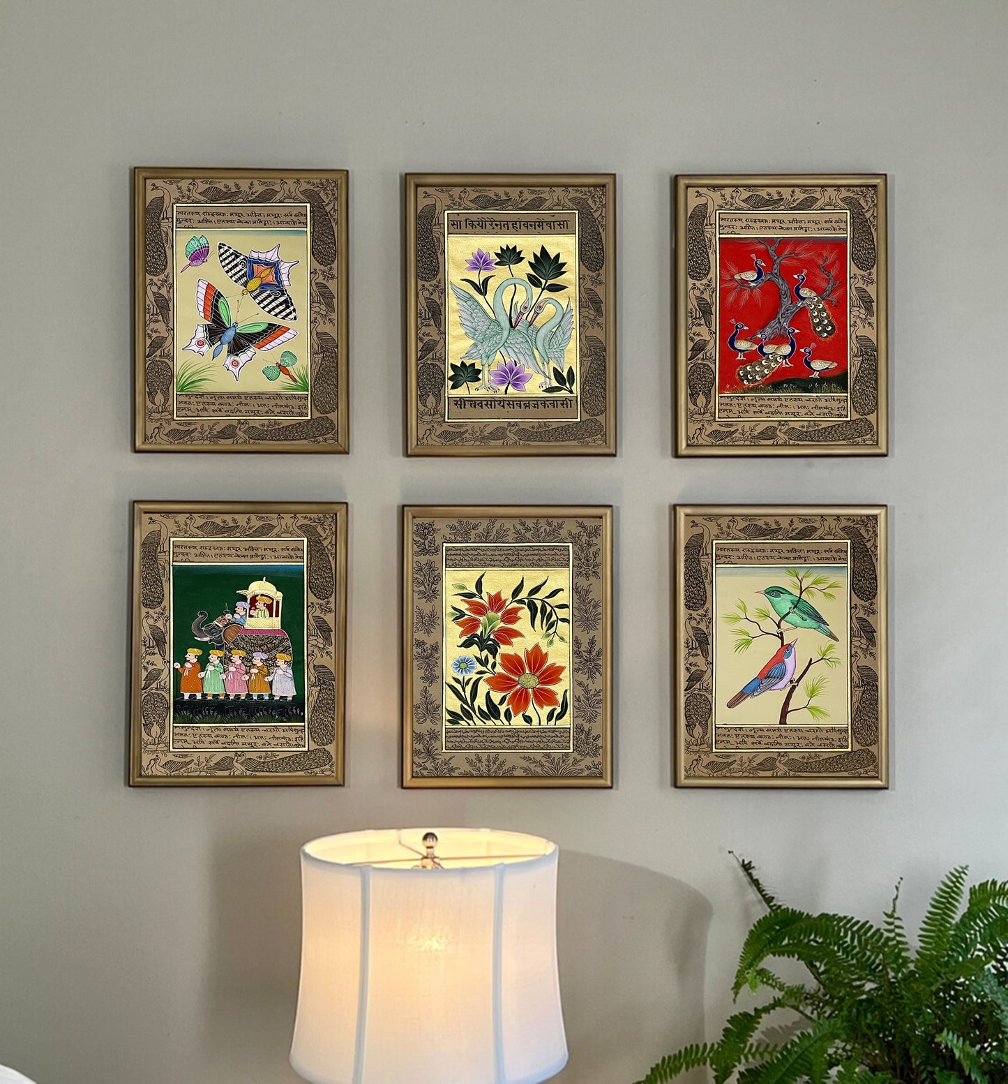 Miniature Painting Set of 6, Handmade Miniature Painting on Paper, Wall Art, Home Decor Gift - Jaipur Earth