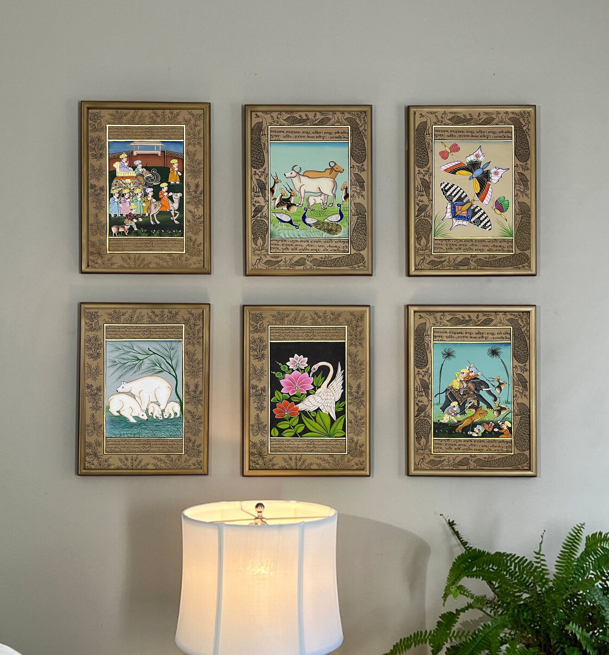 Miniature Painting Set of 6, Handmade Miniature Painting on Paper, Wall Art, Home Decor Gift - Jaipur Earth