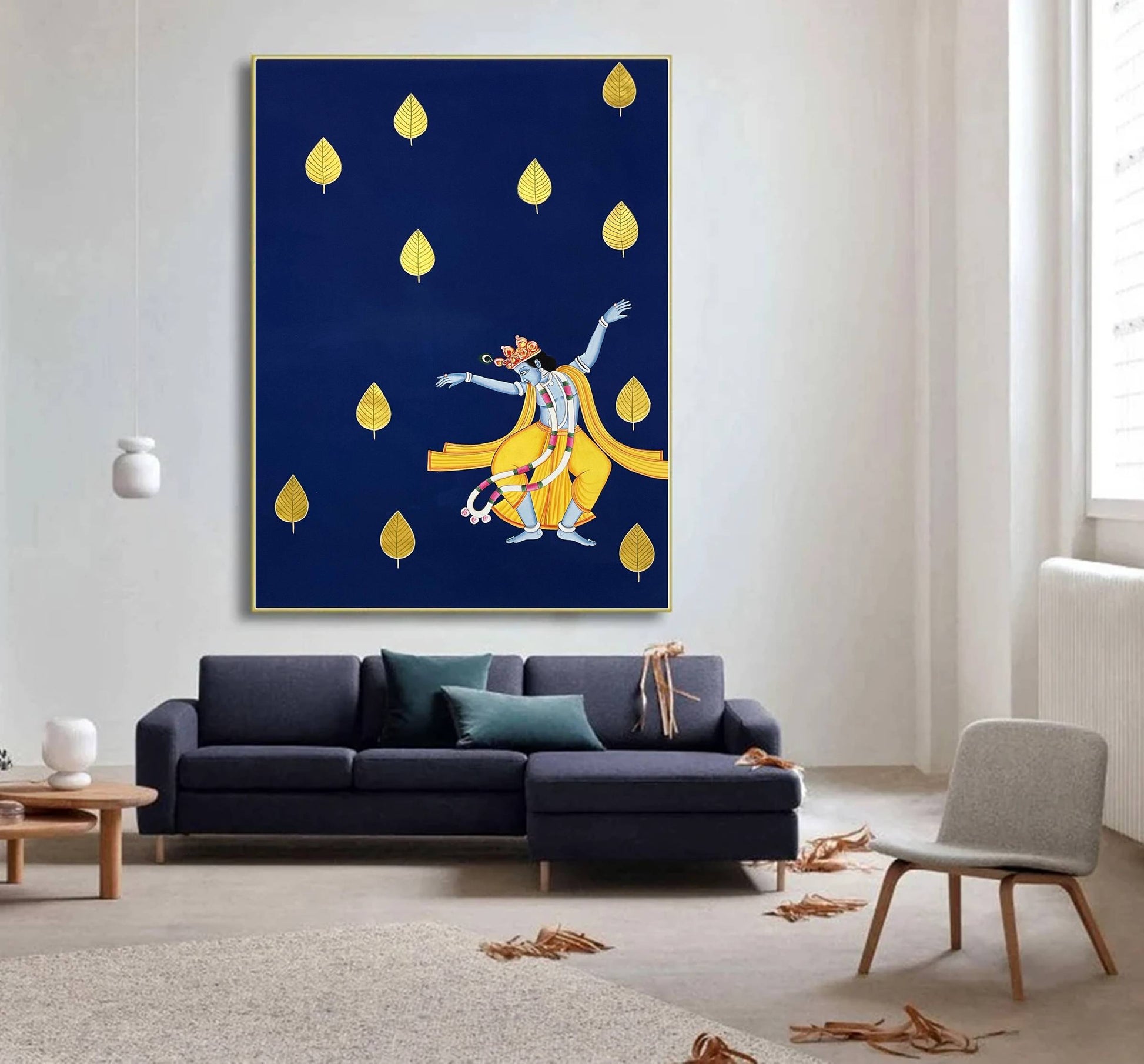 Dancing Krishna Pichwai Painting – Handpainted Traditional Indian Art of Lord Krishna - Jaipur Earth