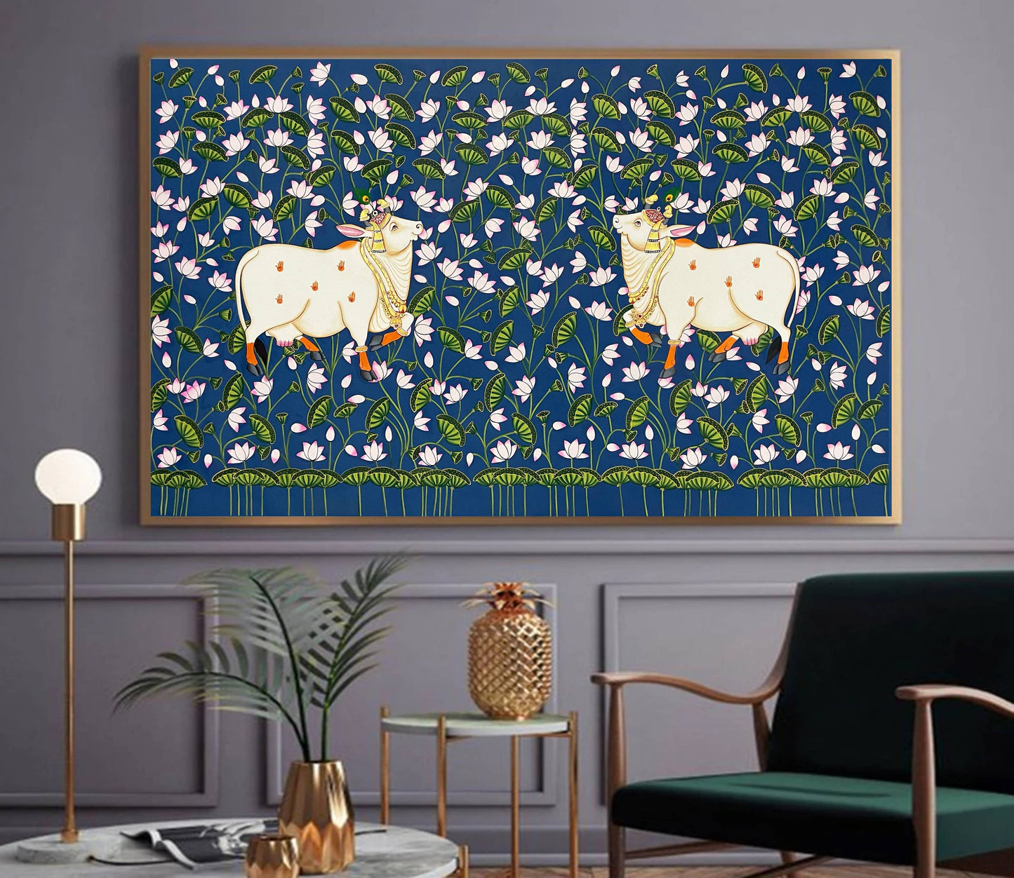 Cow Pichwai Painting – Traditional Nathdwara Style Wall Décor - Jaipur Earth