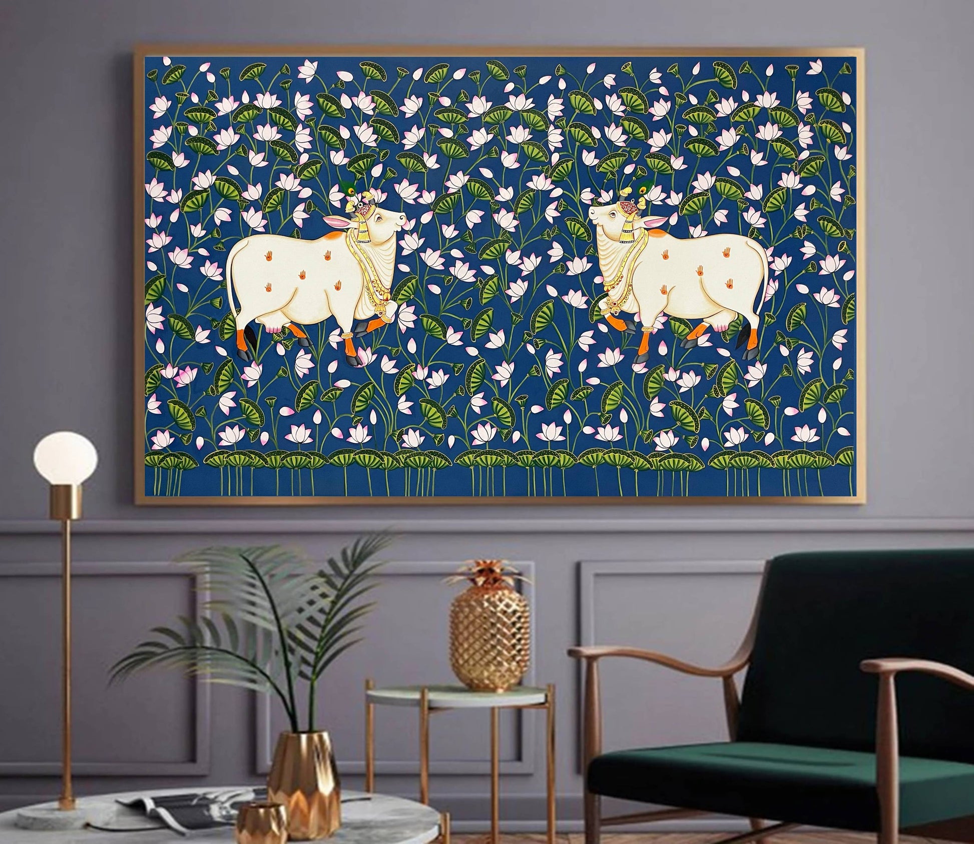 Cow Pichwai Painting – Traditional Nathdwara Style Wall Décor - Jaipur Earth